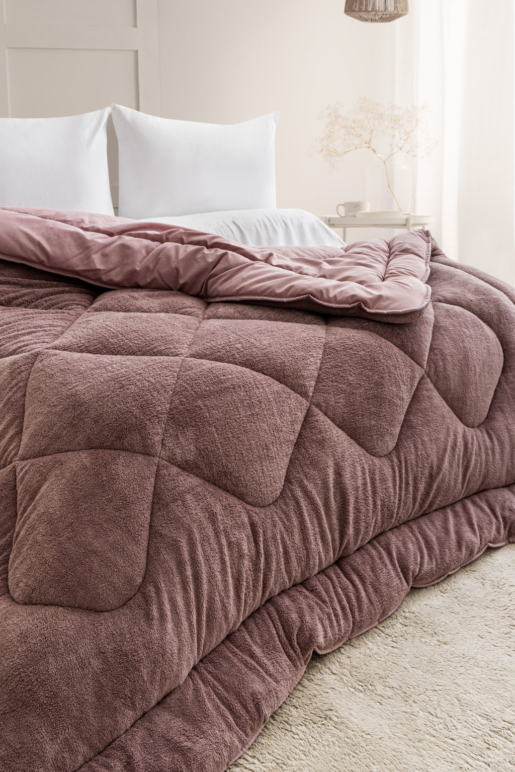 Tek Kişilik Gül Kurusu Çift Taraflı Wellsoft Yorgan | 155x215cm