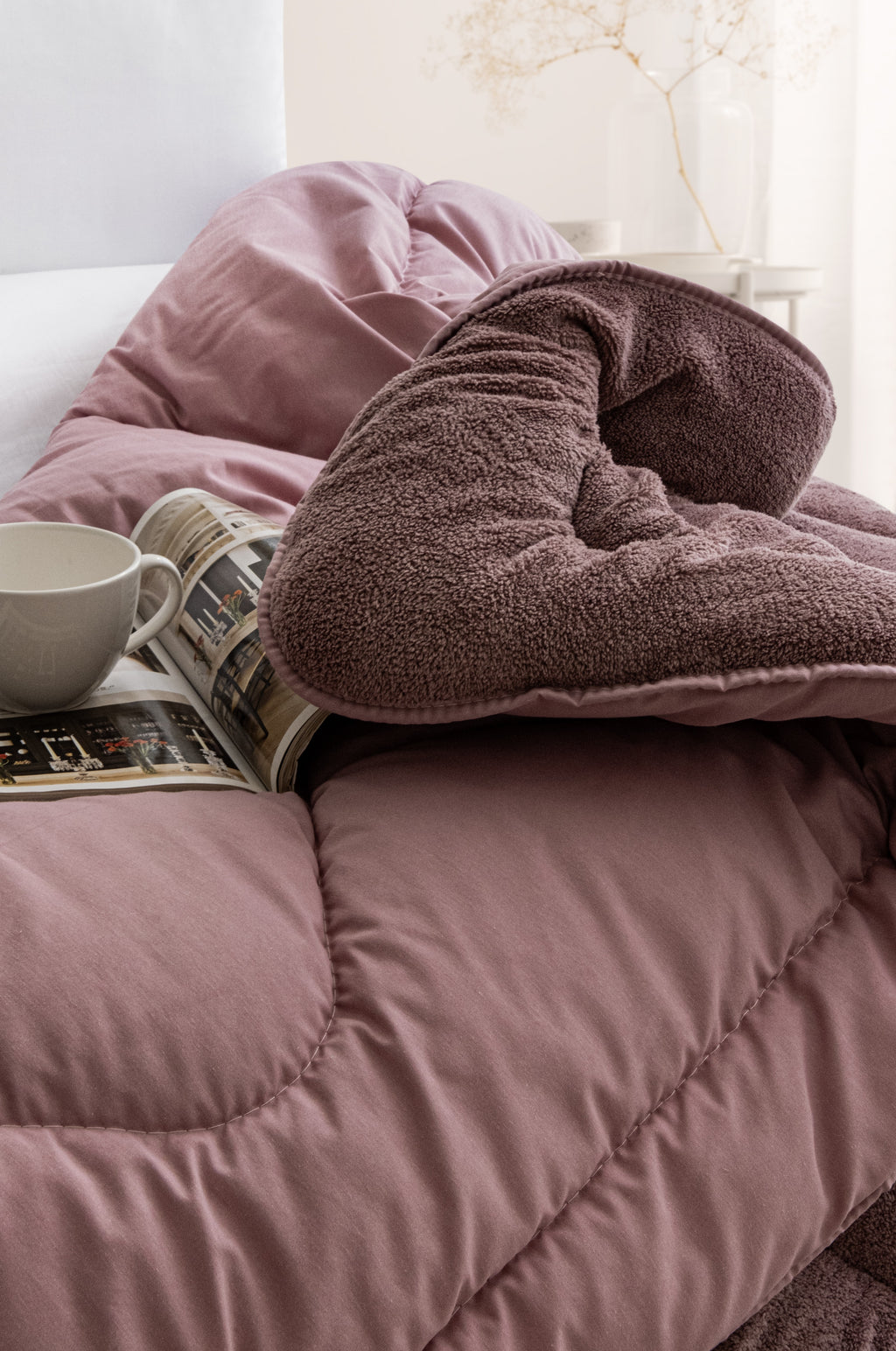 Tek Kişilik Gül Kurusu Çift Taraflı Wellsoft Yorgan | 155x215cm