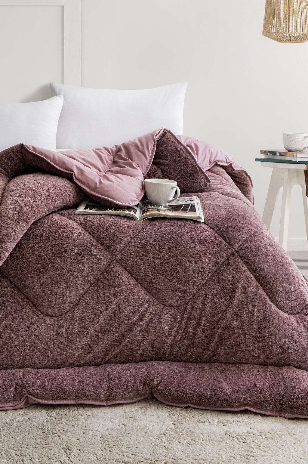 Tek Kişilik Gül Kurusu Çift Taraflı Wellsoft Yorgan | 155x215cm