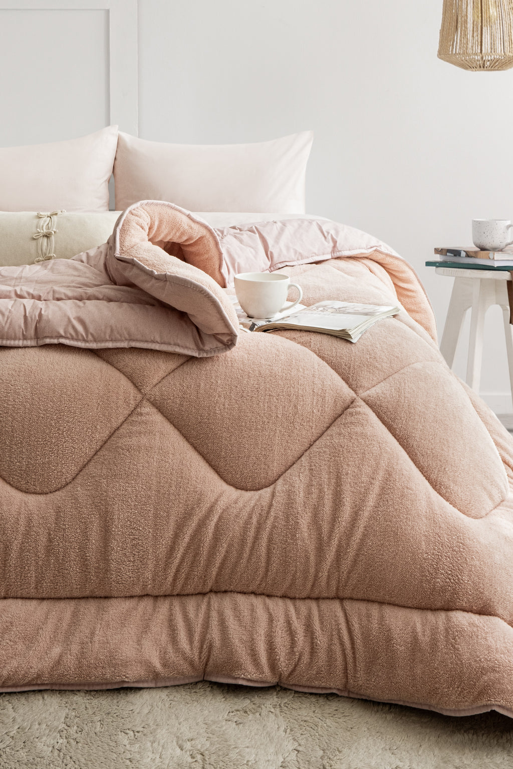 Çift Kişilik Pudra Çift Taraflı Wellsoft Yorgan| 195x215cm