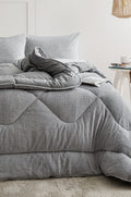 Tek Kişilik Gri Çift Taraflı Wellsoft Yorgan | 155x215cm
