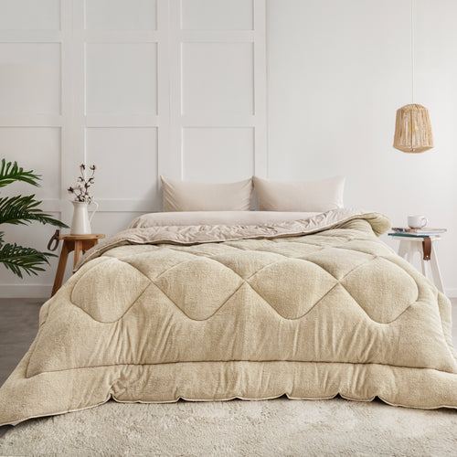 Çift Kişilik Bej Çift Taraflı Wellsoft Yorgan| 195x215cm