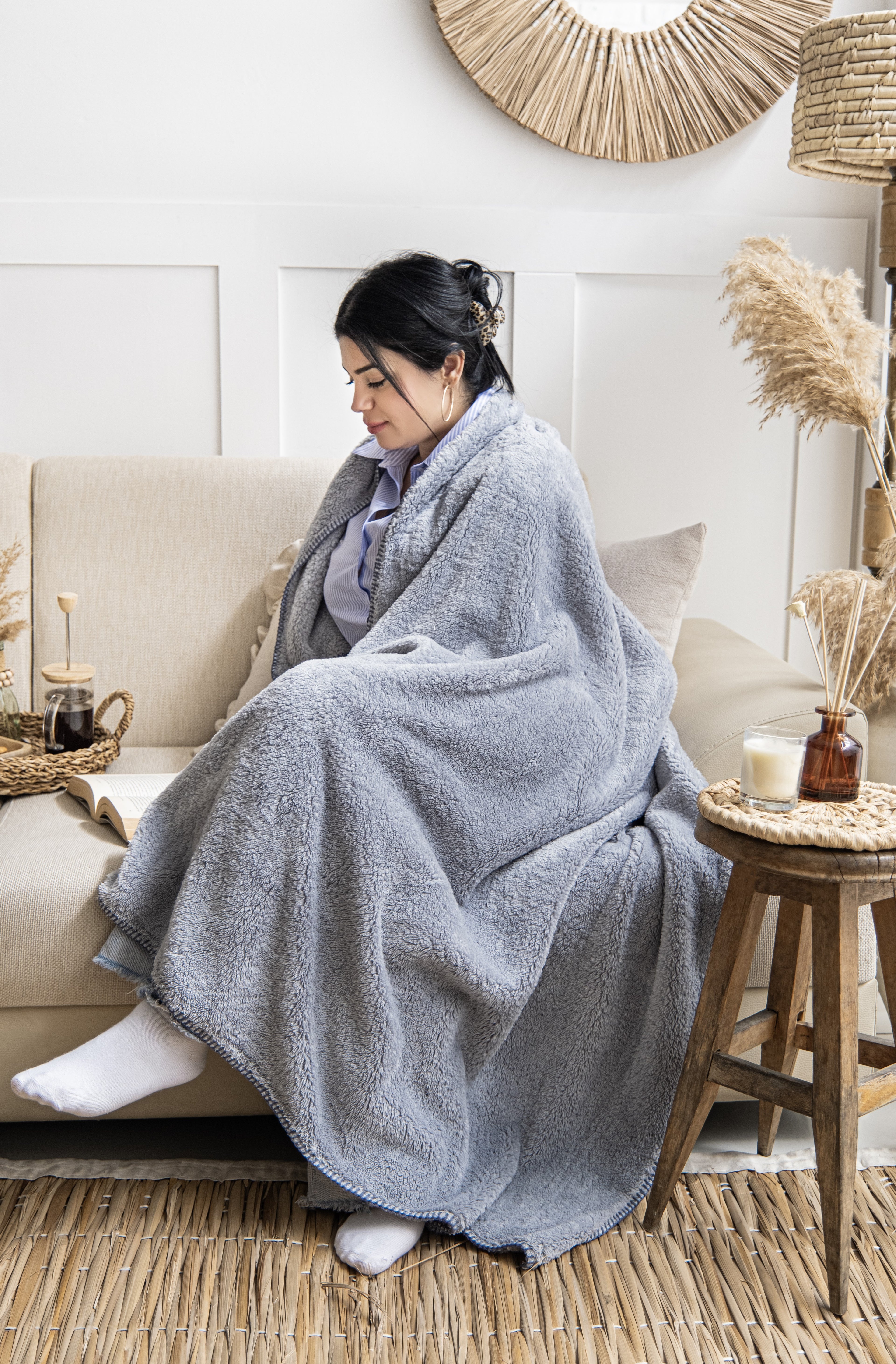 Çoban Dikişli Wellsoft Tv Battaniyesi 110x170 cm | Koltuk Şalı