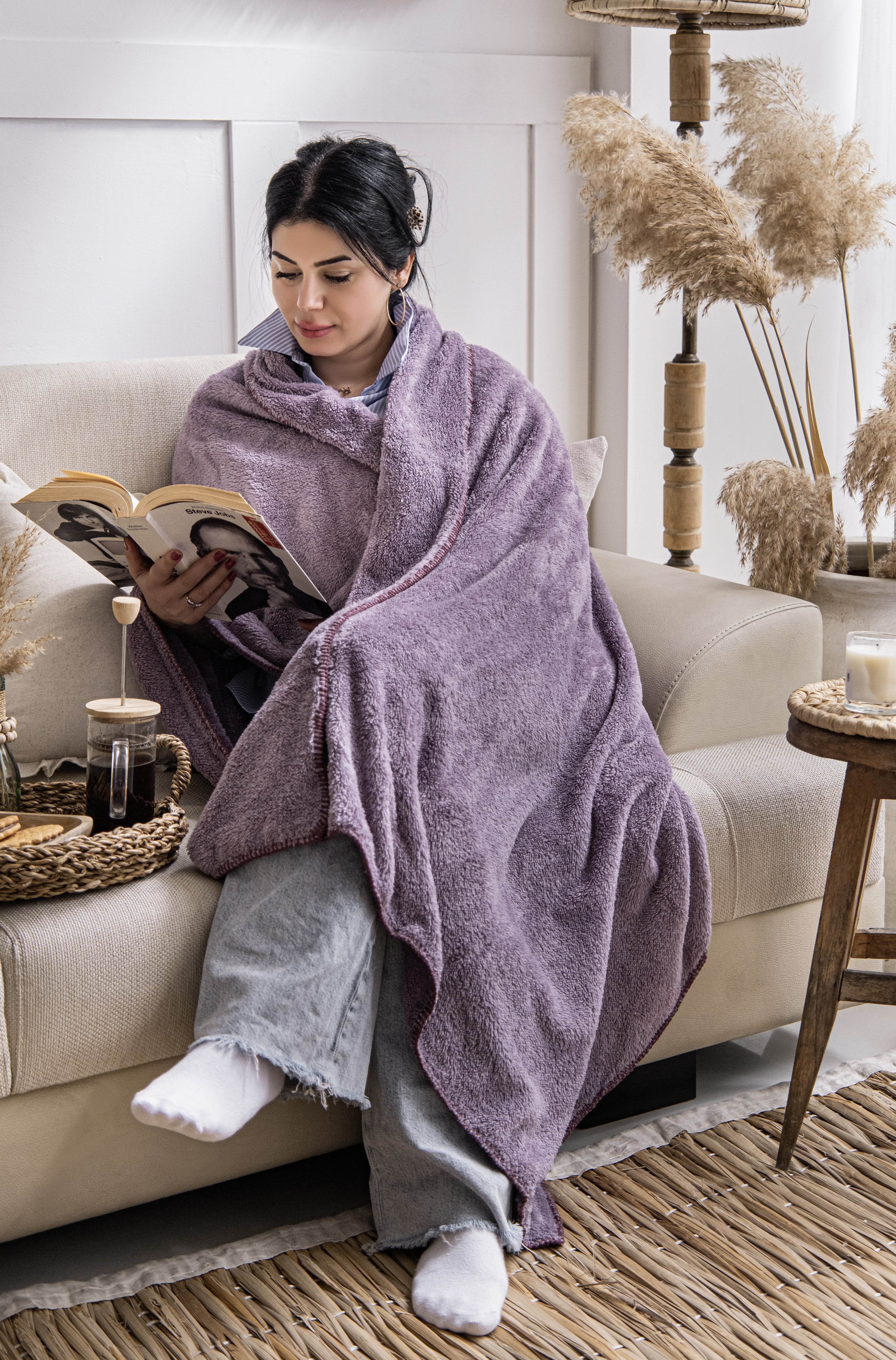 Çoban Dikişli Wellsoft Tv Battaniyesi 110x170 cm | Koltuk Şalı