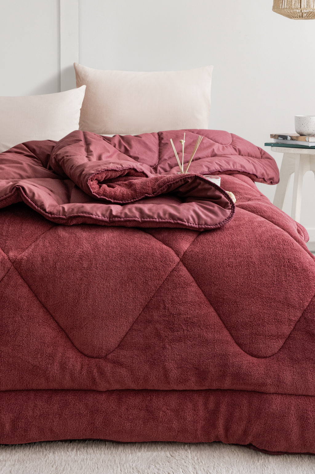 Çift Kişilik Bordo Çift Taraflı Wellsoft Yorgan| 195x215cm
