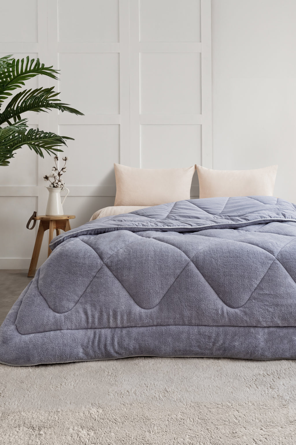 Tek Kişilik Buz Gri Çift Taraflı Wellsoft Yorgan | 155x215cm