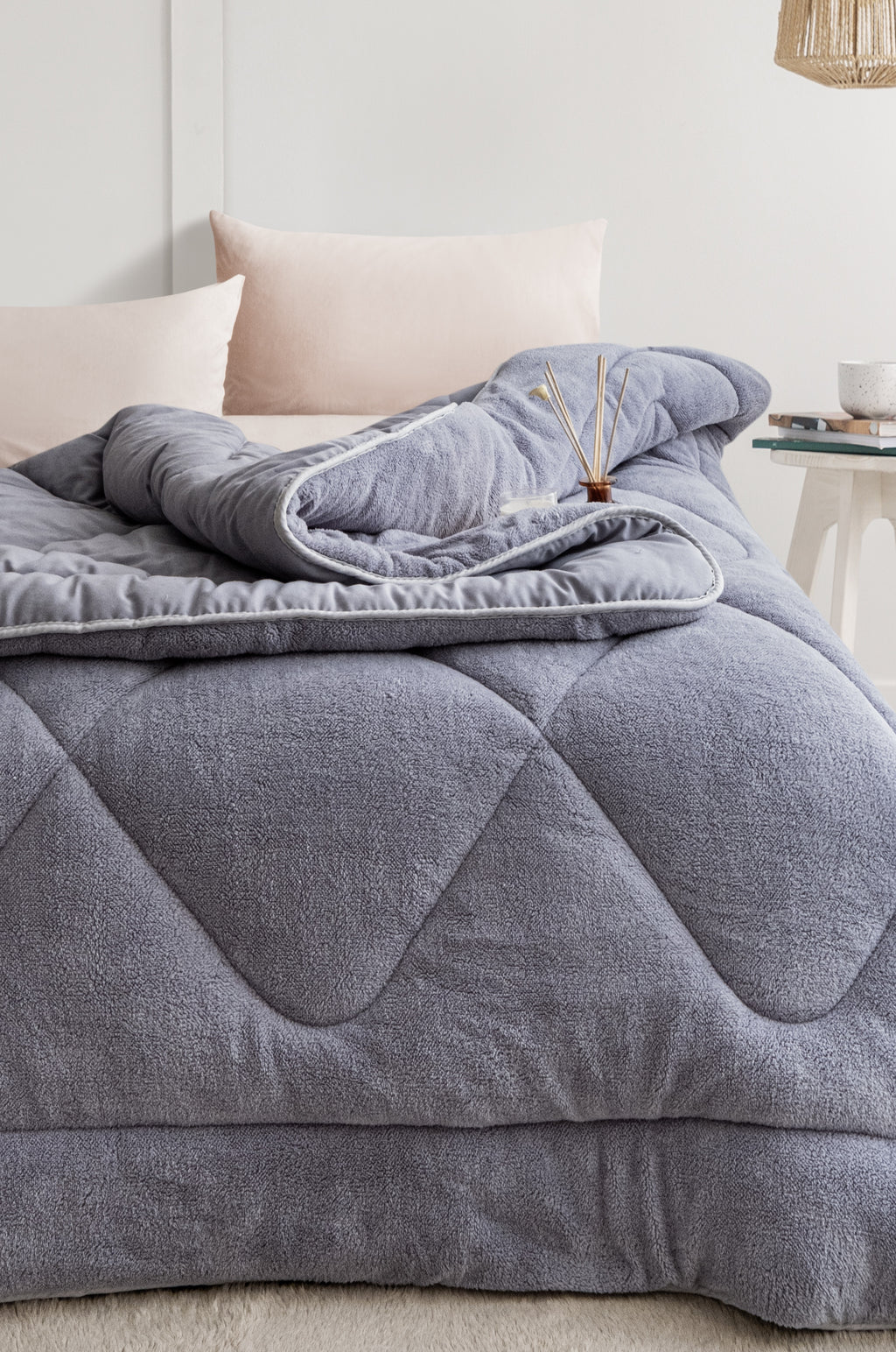 Tek Kişilik Buz Gri Çift Taraflı Wellsoft Yorgan | 155x215cm