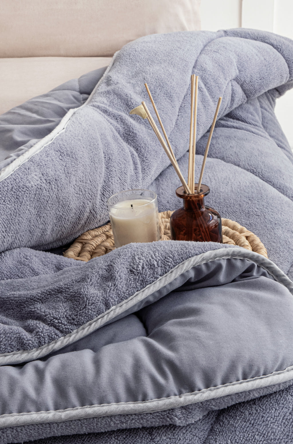 Tek Kişilik Buz Gri Çift Taraflı Wellsoft Yorgan | 155x215cm