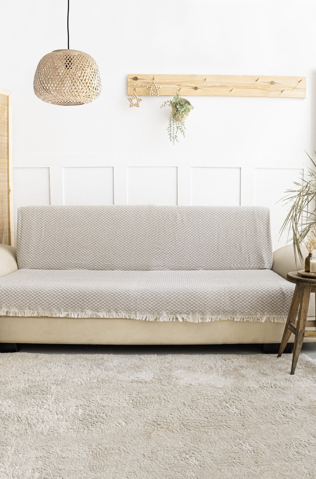 Begüm Dokuma Kumaş Bej Koltuk Örtüsü| Koltuk Şalı 170x210cm