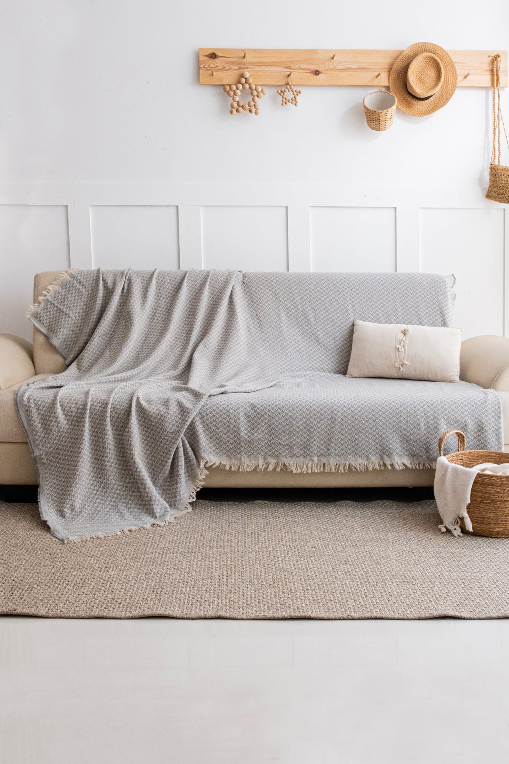 Begüm Dokuma Kumaş Bej Koltuk Örtüsü| Koltuk Şalı 170x210cm