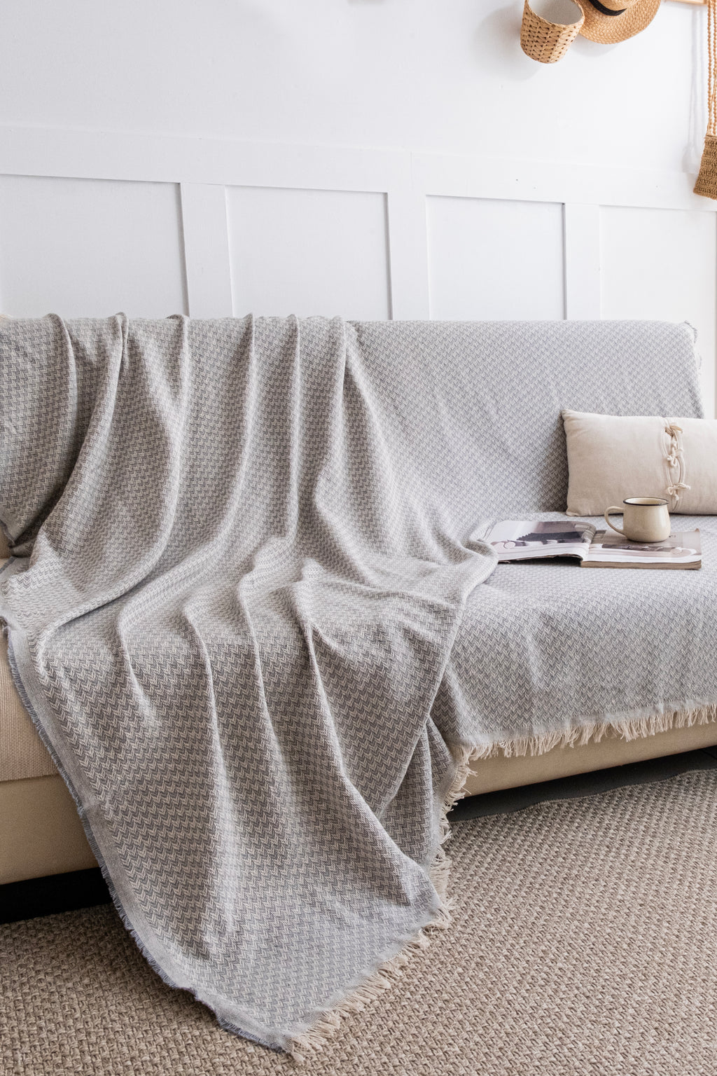 Begüm Dokuma Kumaş Bej Koltuk Örtüsü| Koltuk Şalı 170x210cm