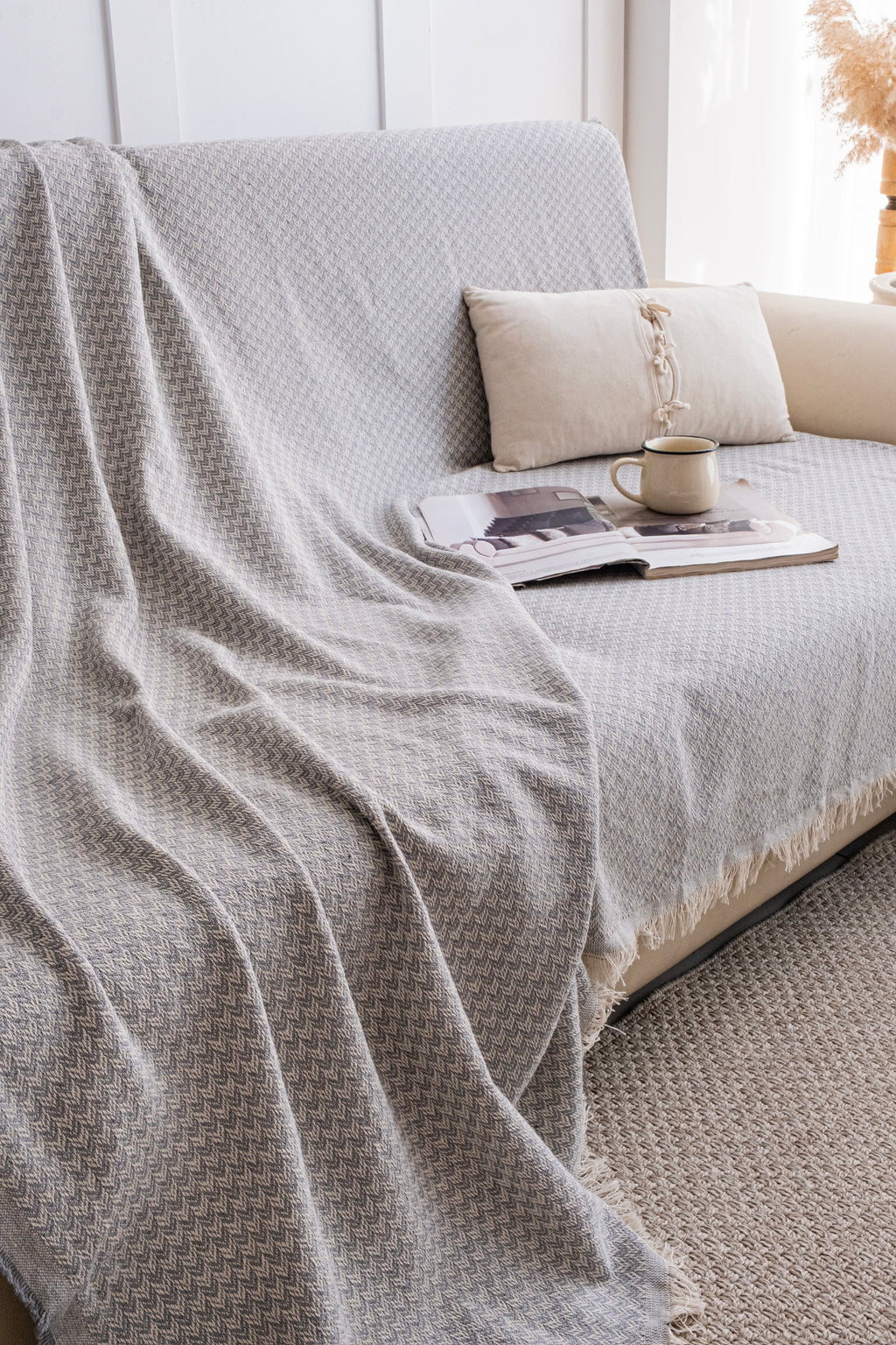 Begüm Dokuma Kumaş Bej Koltuk Örtüsü| Koltuk Şalı 170x210cm