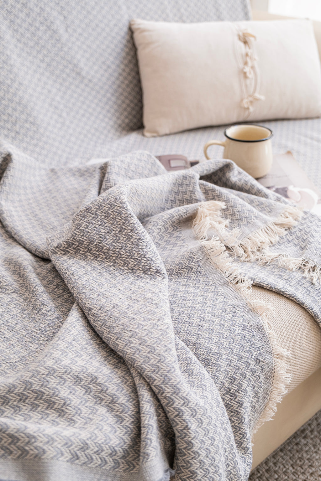 Begüm Dokuma Kumaş Bej Koltuk Örtüsü| Koltuk Şalı 170x210cm