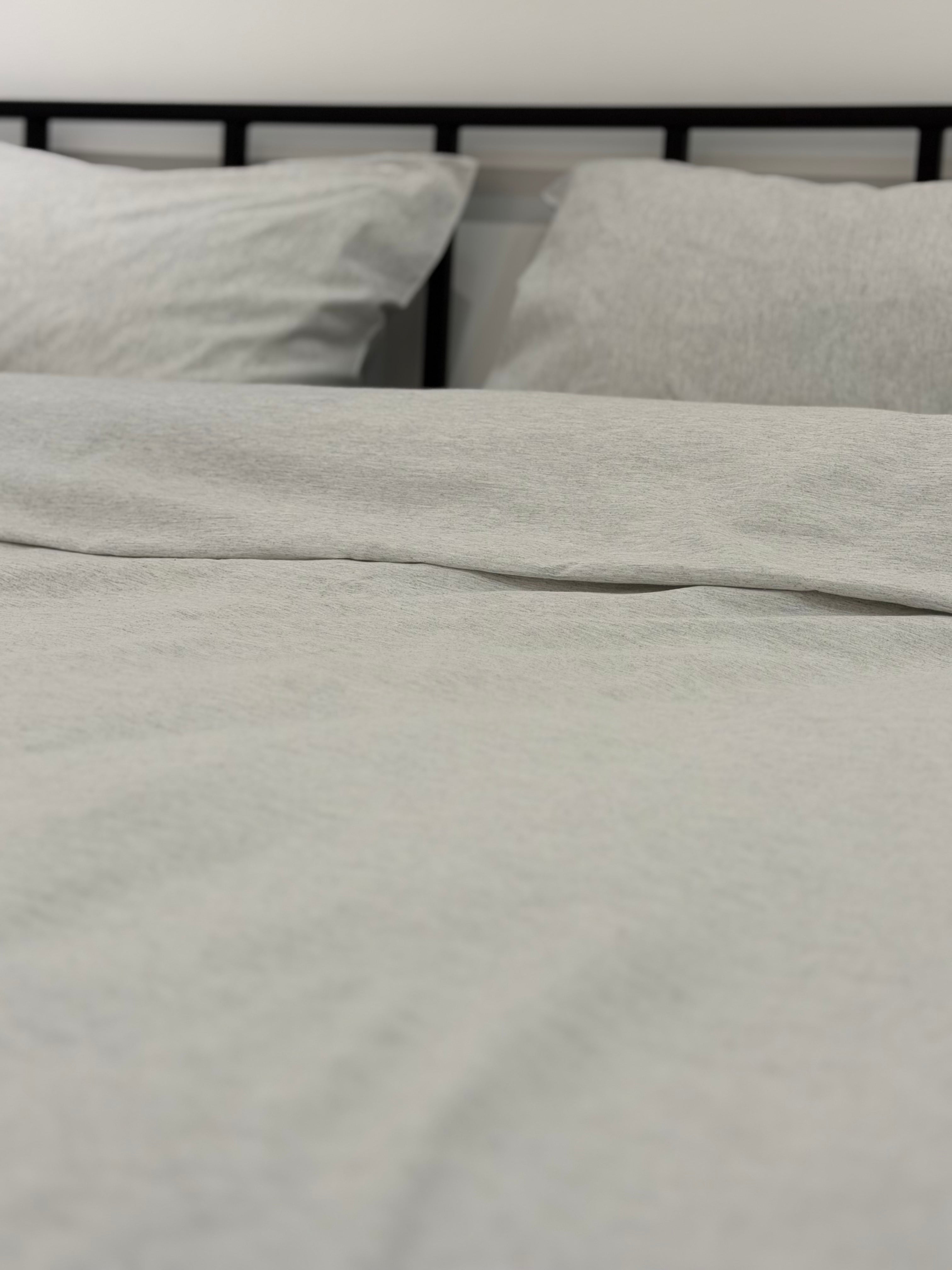 Düz Renk Kırçıllı Gri Çift Kişilik Nevresim Takımı