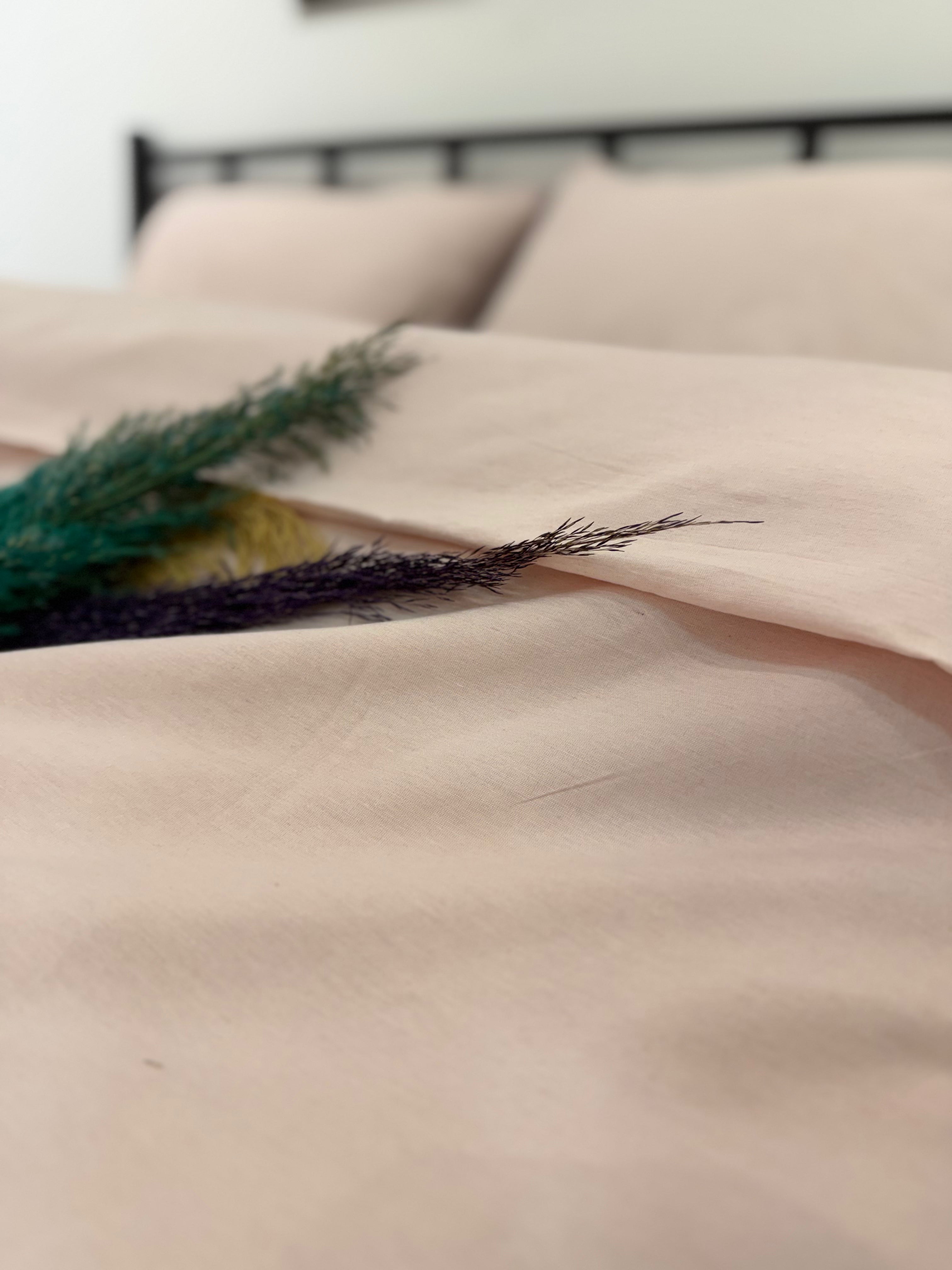 Düz Renk Pudra Çift Kişilik Nevresim Takımı