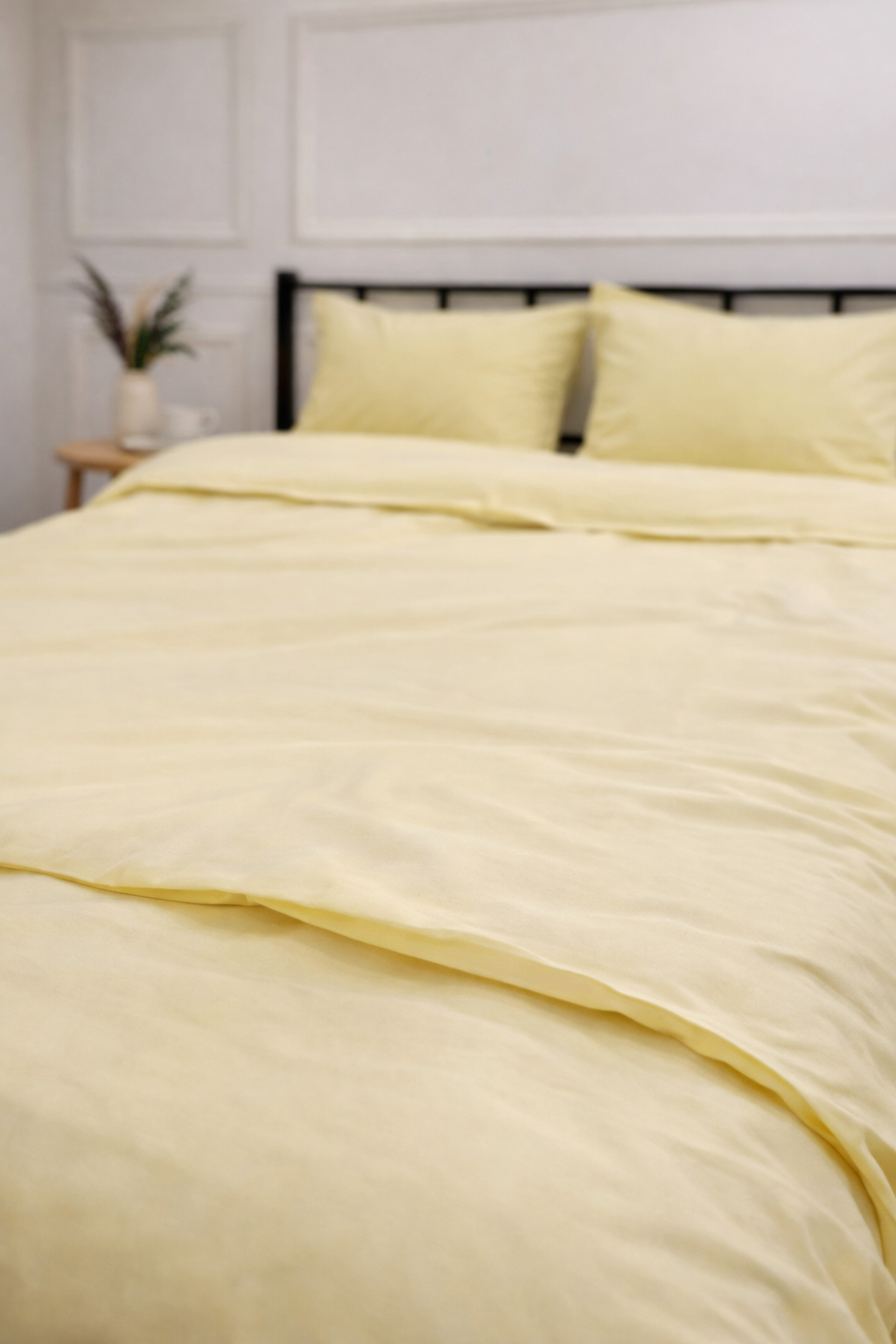 Düz Renk Sarı Çift Kişilik Nevresim Takımı