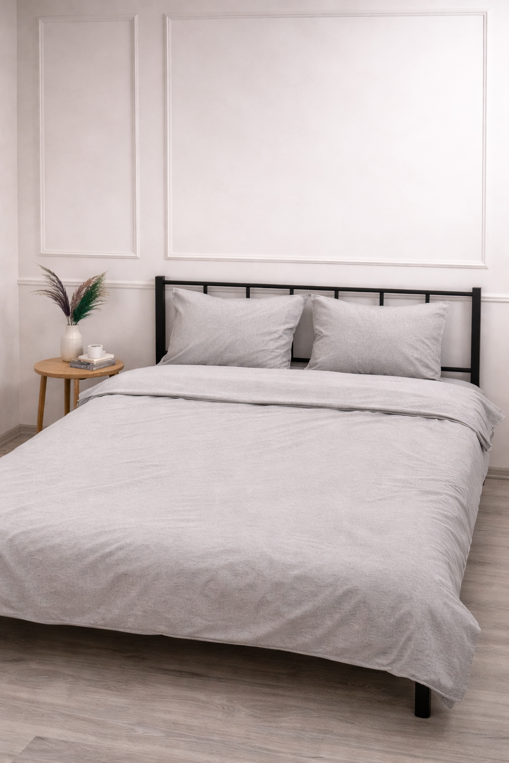 Düz Renk Kırçıllı Gri Çift Kişilik Nevresim Takımı