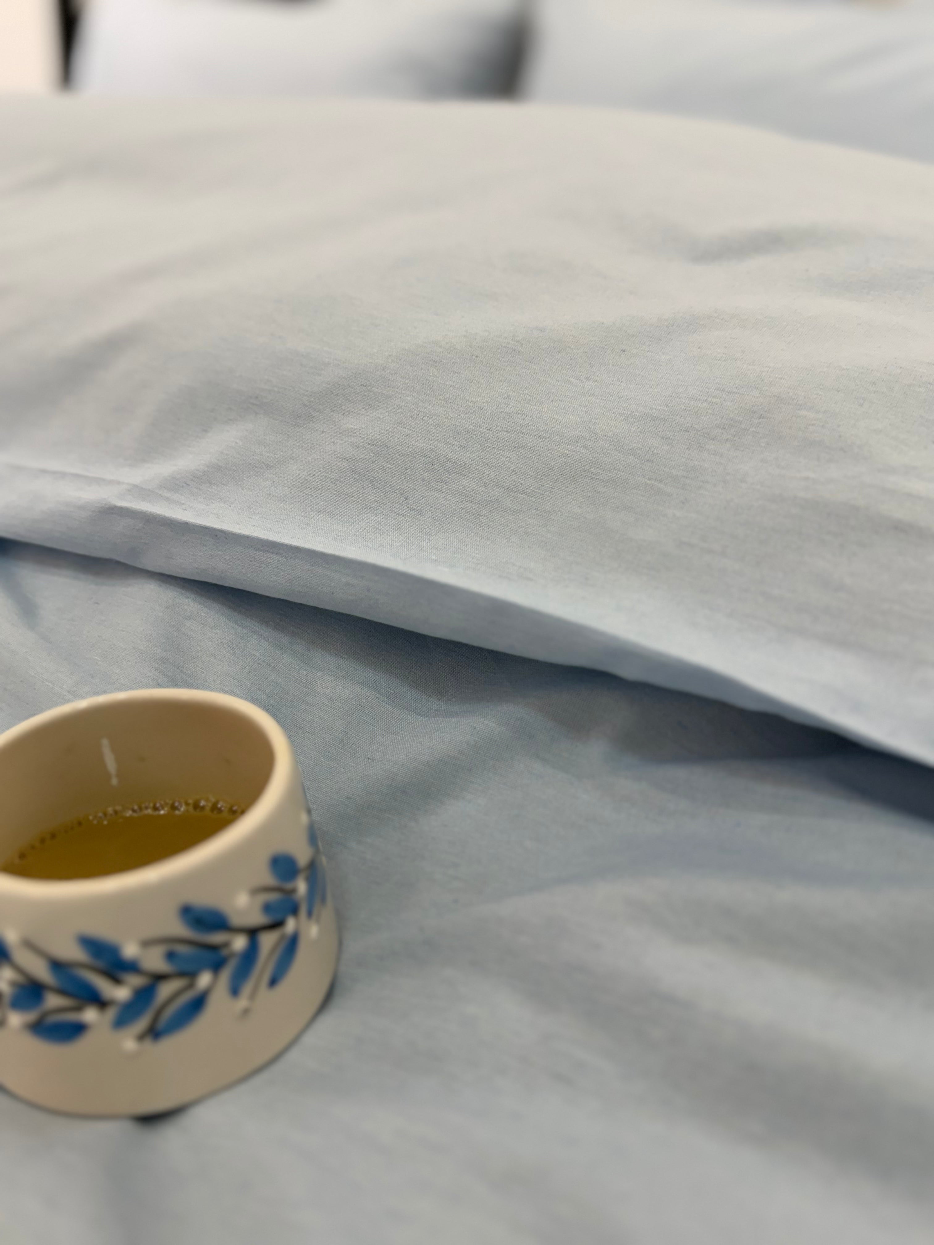 Düz Renk Mavi Çift Kişilik Nevresim Takımı