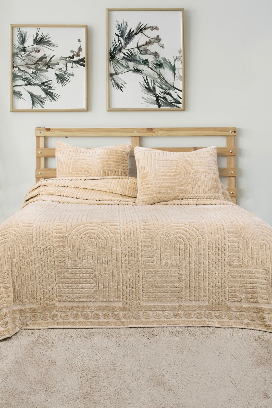 Lüx Jakarlı Kapicino Yatak Örtüsü Seti Çift Kişilik Yastık Kılıflı | 230x240 cm