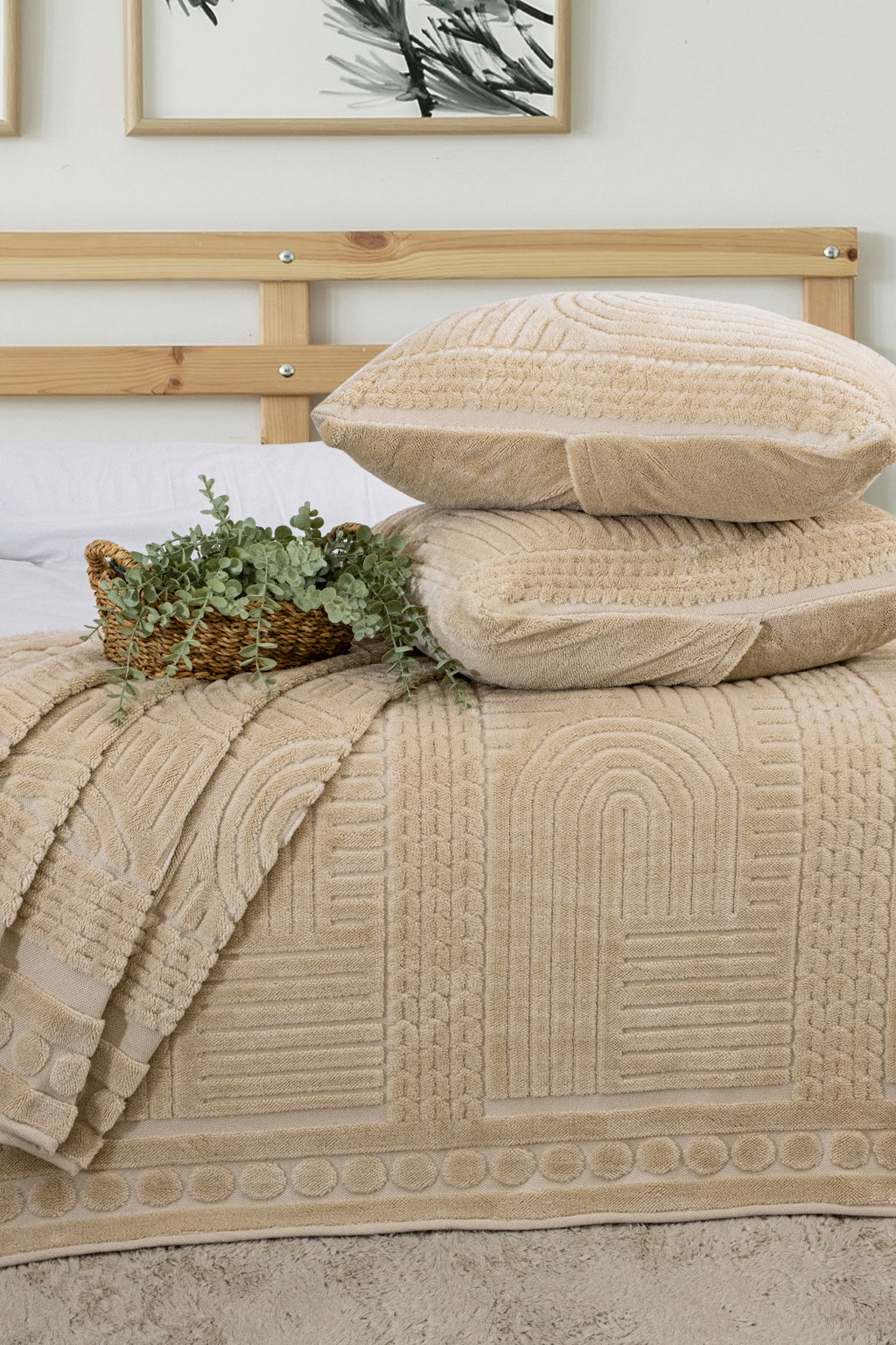 Lüx Jakarlı Kapicino Yatak Örtüsü Seti Çift Kişilik Yastık Kılıflı | 230x240 cm