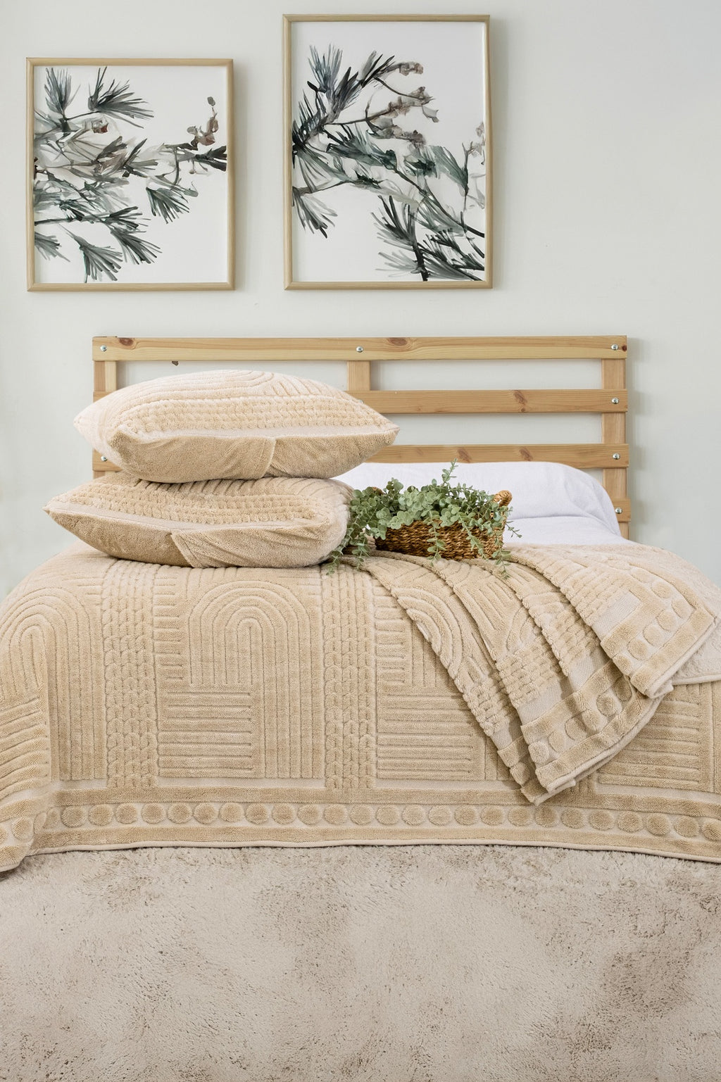 Lüx Jakarlı Kapicino Yatak Örtüsü Seti Çift Kişilik Yastık Kılıflı | 230x240 cm